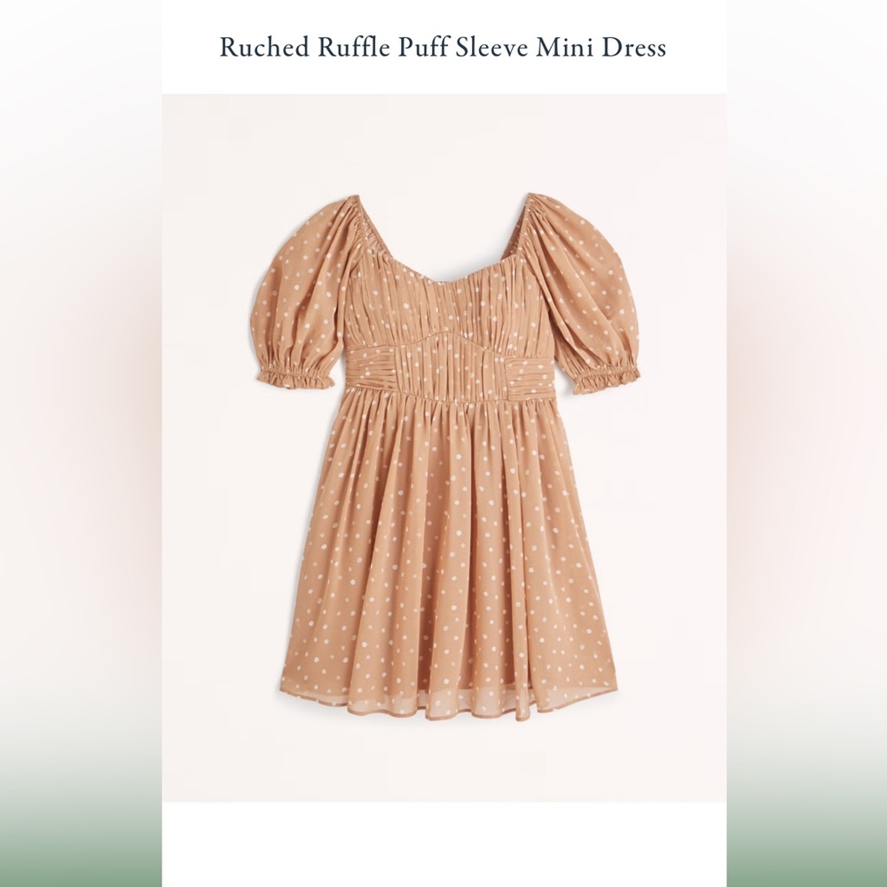 Abercrombie Ruched Ruffle Puff Sleeve Mini Dress new w tags xs spring must have😍